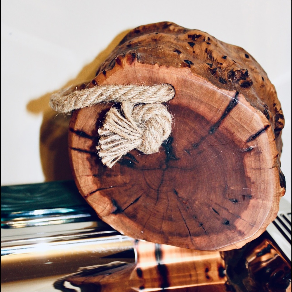 DECORATIVE RUSTIC WOOD CHUNK SLAB WITH ROP - Picture 6 of 16
